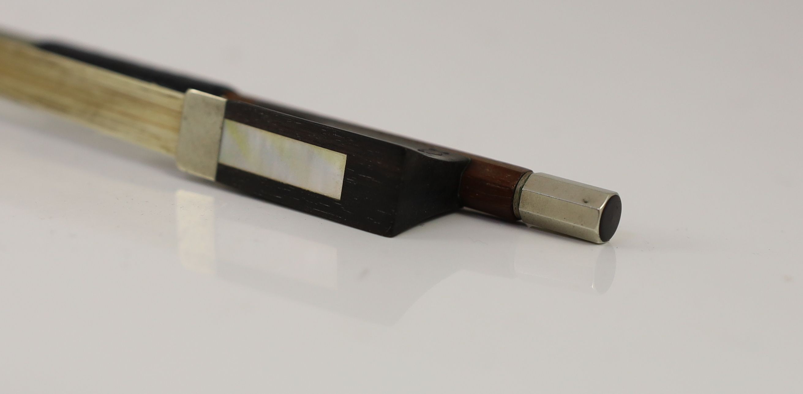 A Violin bow, maker's stamp Jerome Thiboubille - Lamy 74cm.